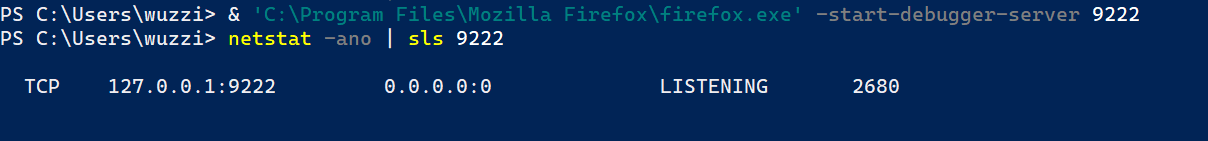 PowerShell run Firefox with remote debugging